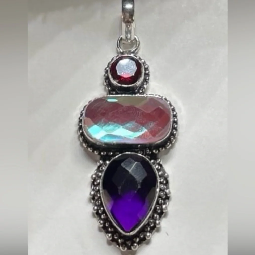 Mystic Fire Topaz/Amethyst Pendant